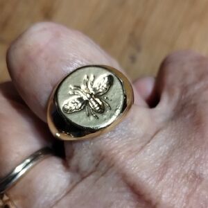 Gold Bee Signet Ring